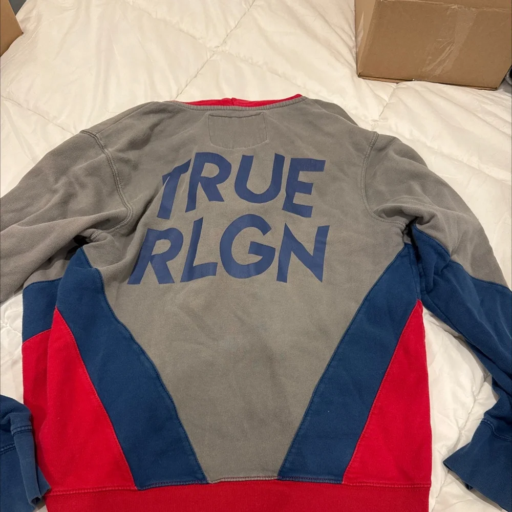 True Religion Color block Zip Hoodie Small